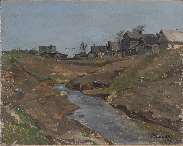 Village with brook 1947 oil on canvas 50x63